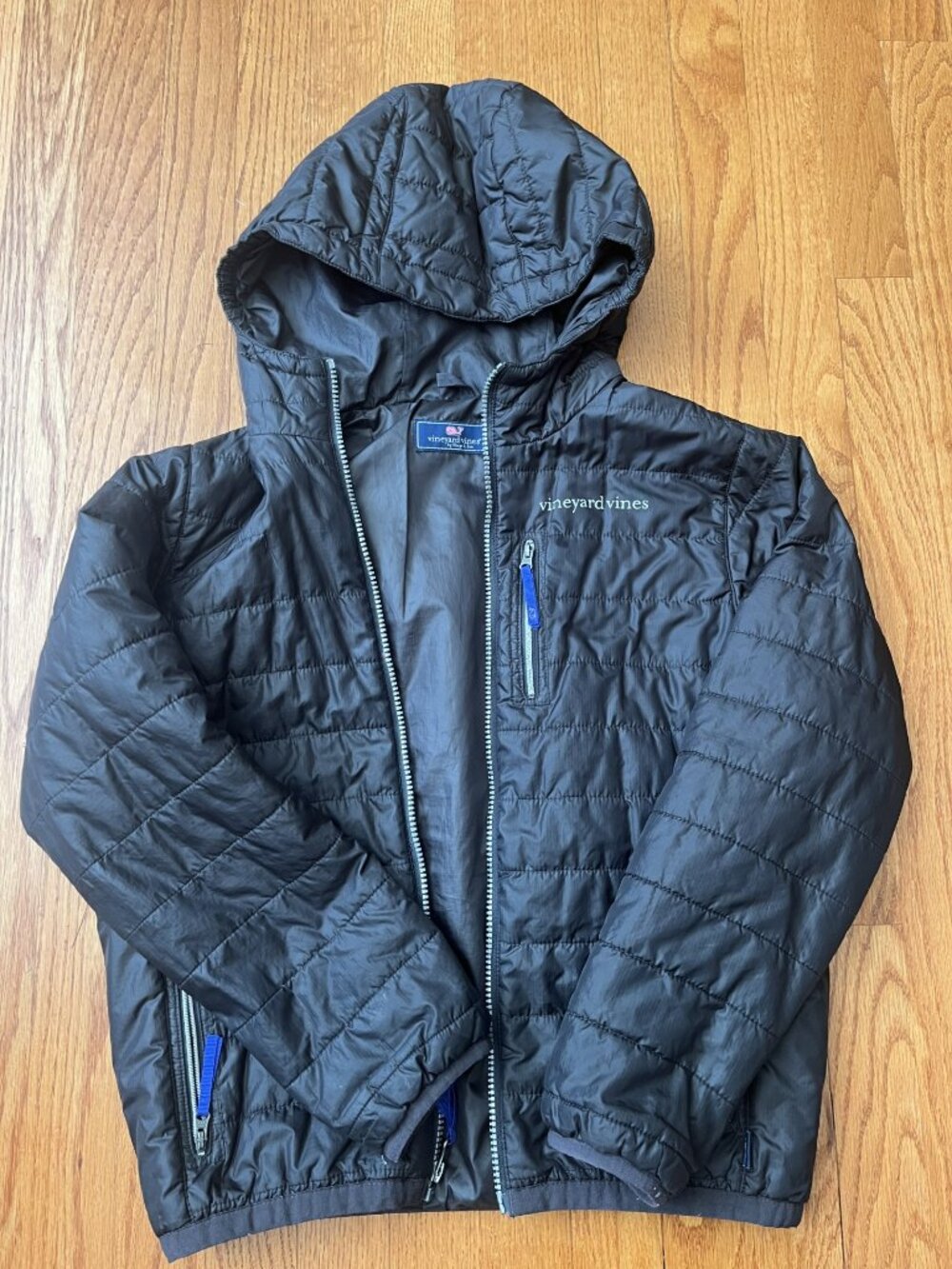 Vineyard Vines Boys Black Quilted Hooded Jacket